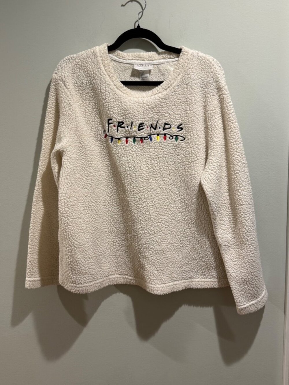 Official Friends TV Show Women's Christmas Lights Sherpa Pajama Sweater - Large